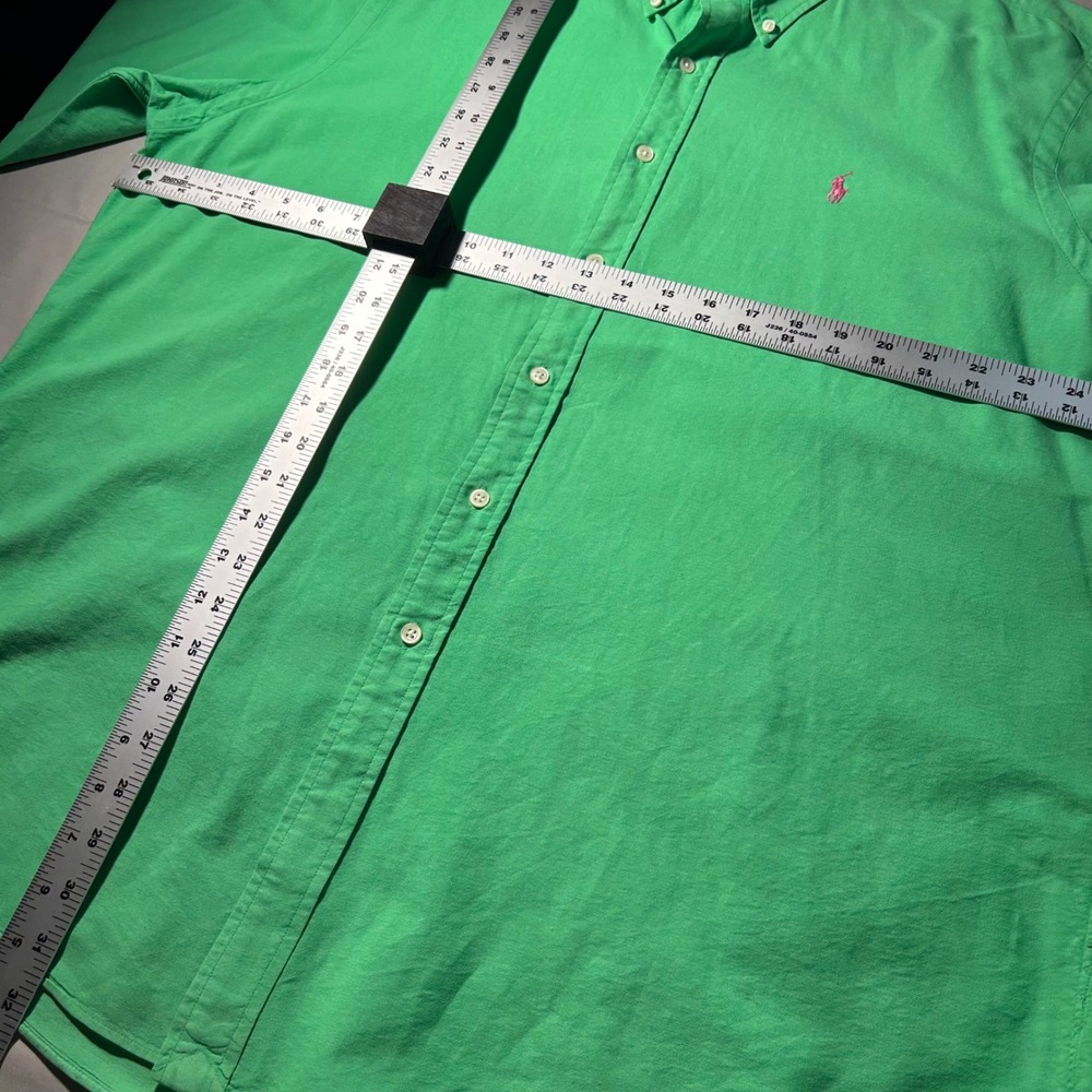 Ralph Lauren Button Down Shirt Mens XXL Green Cotton Preppy Classic Fit - Picture 11 of 16
